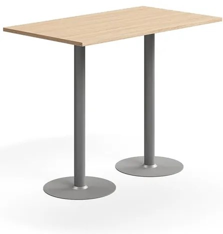 Barový stôl VERTICUS, 1400x800x1100 mm, dub/strieborná