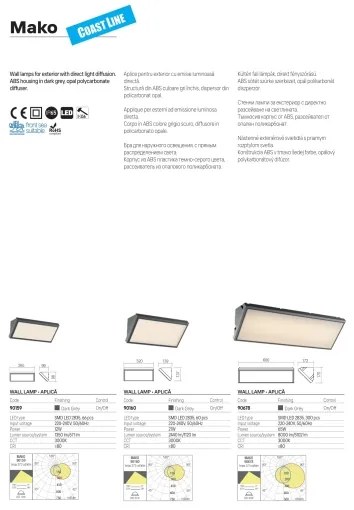 Redo 90678 -LED Vonkajšie nástenné svietidlo MAKO LED/65W/230V 3000K IP65 antracit