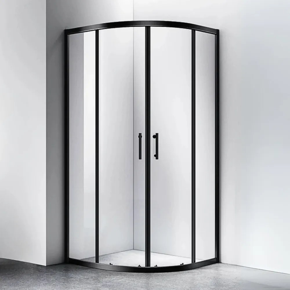 Murcia čierny sprchový kút zakrivený 90x90, 190cm, 6mm, NANO
