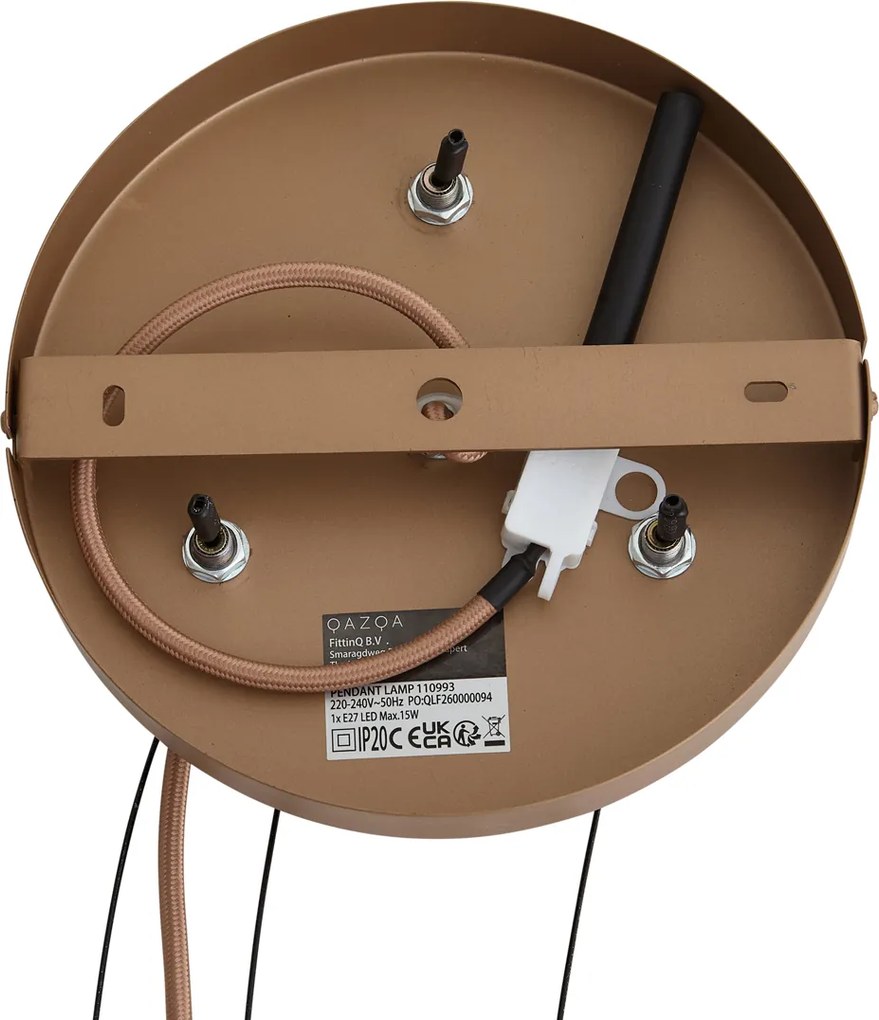 Retro závesná lampa tmavý bronz s jantárovým sklom - Barb