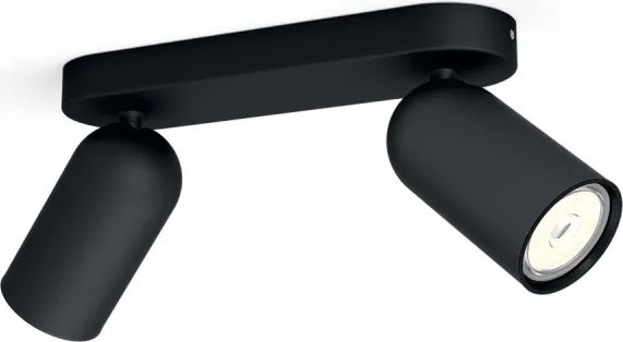 Philips - stmievateľné LED RGBW bodové svietidlo PONGEE 2xGU10/4,8W/230V čierne + diaľkové ovládanie