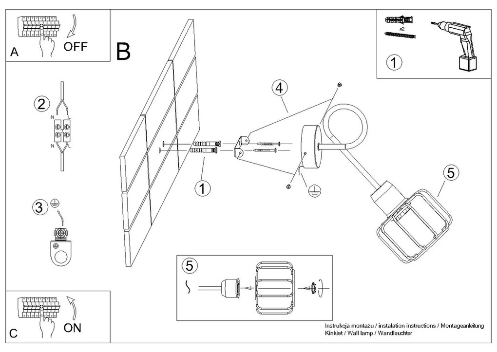 Nástenné svietidlo Beluci, 1x čierne drôtené tienidlo
