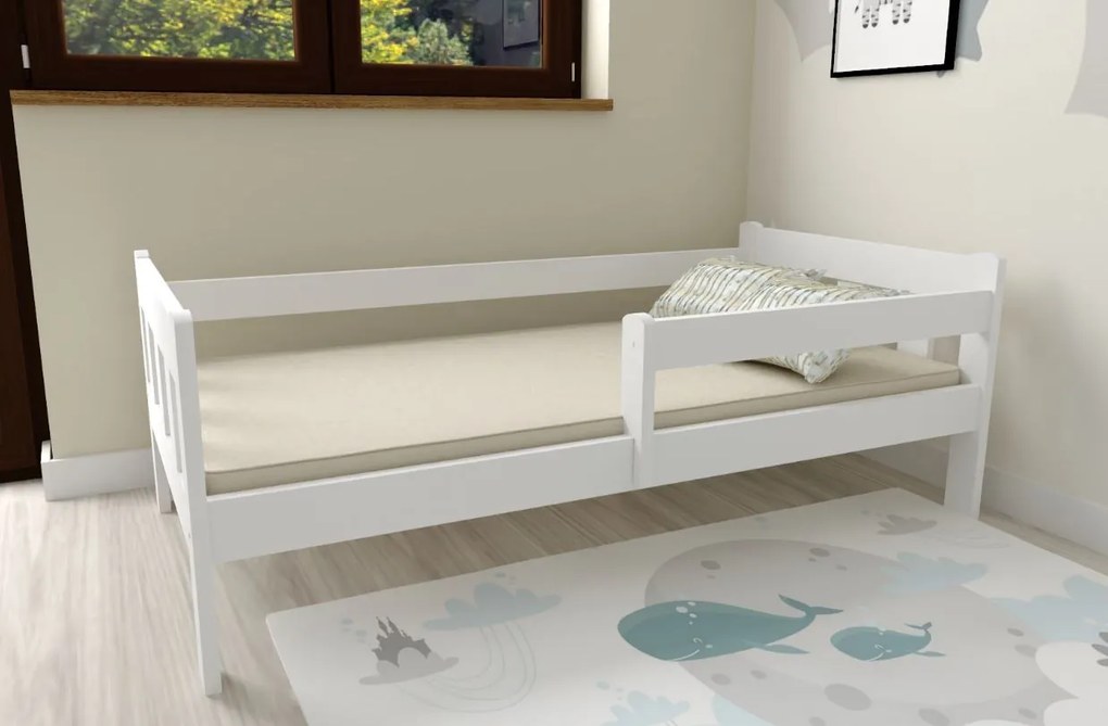 Detská posteľ MAJA z masívu borovice - 200x90 cm - biela