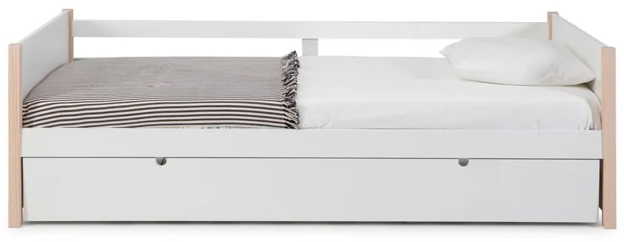 Detská posteľ z borovicového dreva s výsuvným lôžkom v bielo-prírodnej farbe 90x190 cm Kiara – Marckeric