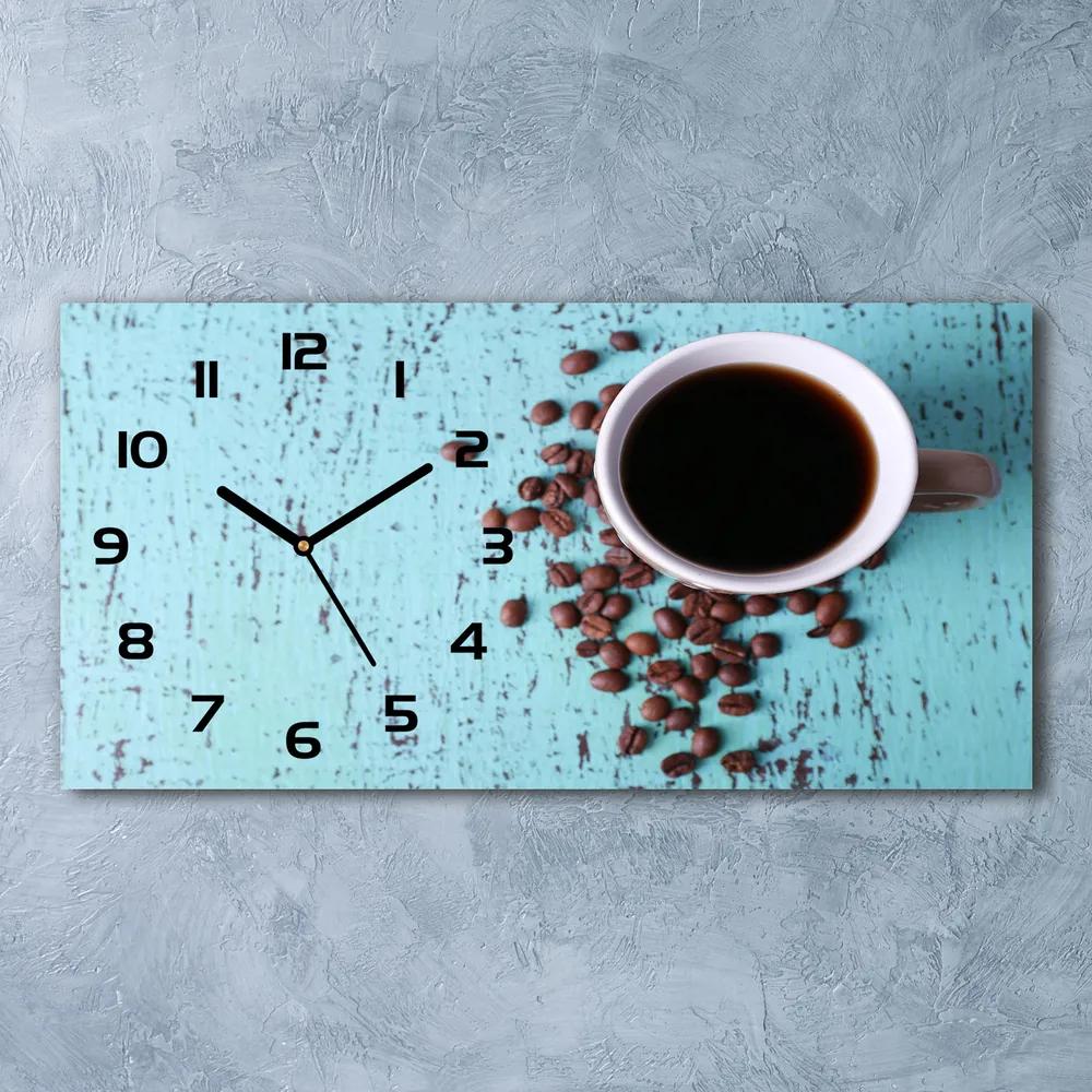 Moderné sklenené hodiny na stenu Čierna káva pl_zsp_60x30_f_71051181
