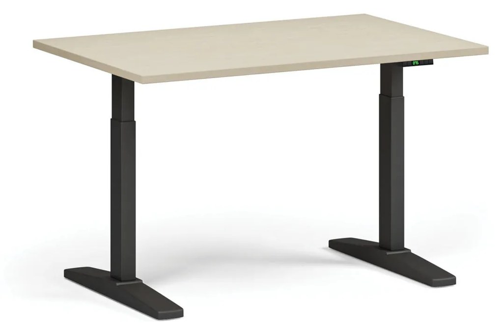 Výškovo nastaviteľný stôl, elektrický, 675-1325 mm, doska 1200x800 mm, čierna podnož, sivá