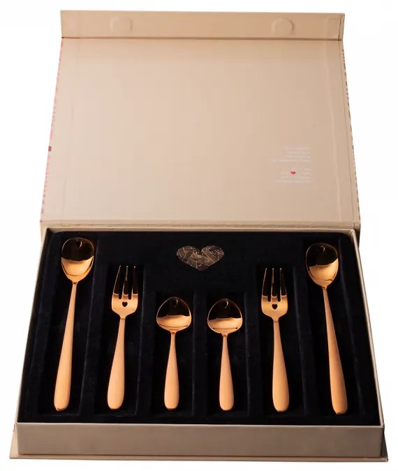 Sola - Darčekový set so srdiečkom 6 ks ružovo-zlatý — Love Cutlery (116445)