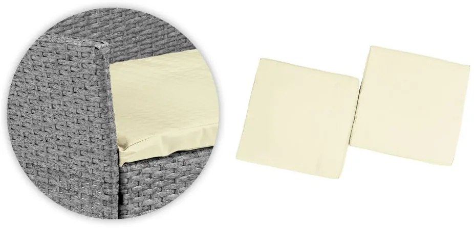 ZÁHRADNÝ SET CONO ŠEDÝ POHOVKA + 2 x KRESLO + STÔL