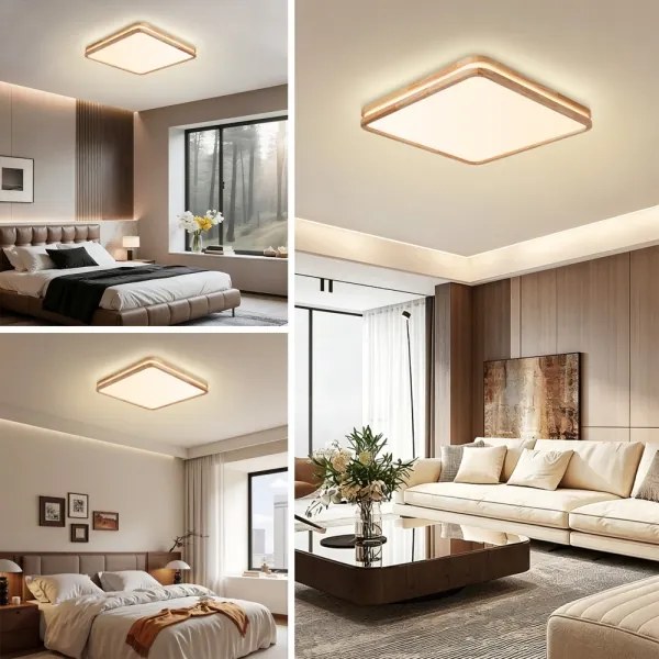 Brilagi - stmievateľné LED svietidlo MOLINA SQUARE LED/80W/230V, dub, 60x60 cm + diaľkový ovládač