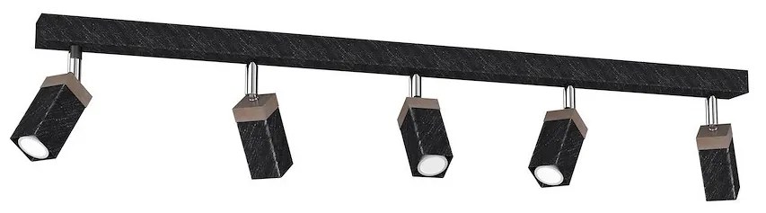 Bodové svietidlo Solo Sawn, 5x drevené/čierne kovové tienidlo, b
