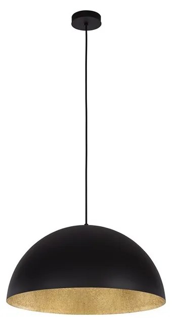 SIGMA Industriálne závesné osvetlenie SFERA, 1xE27, 60W, 70cm, okrúhle, čierne, zlaté