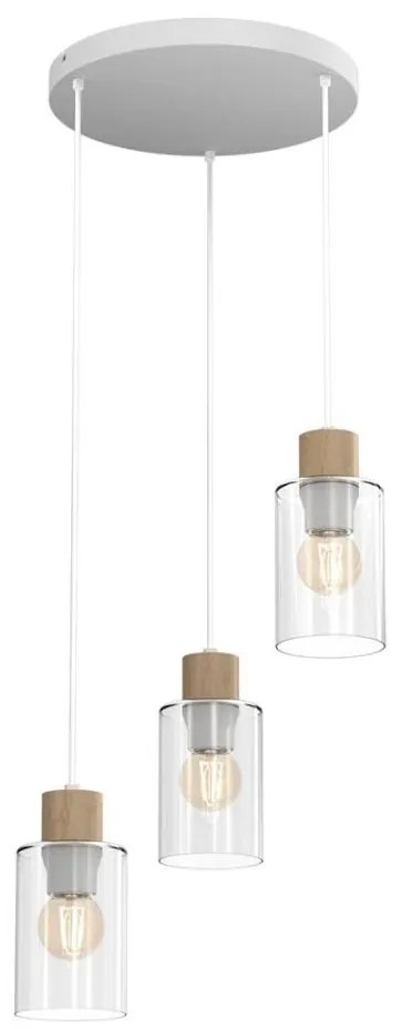 Luster na lanku MADERA 3xE27/60W/230V biela/drevo