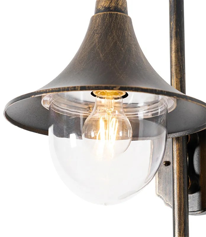 Vonkajšia nástenná lampa starožitné zlato IP44 vrátane snímača pohybu - Daphne