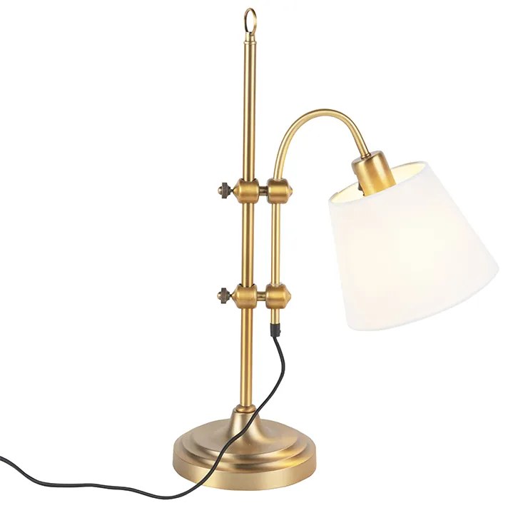 Klasická stolná lampa bronzová s bielym tienidlom - Ashley
