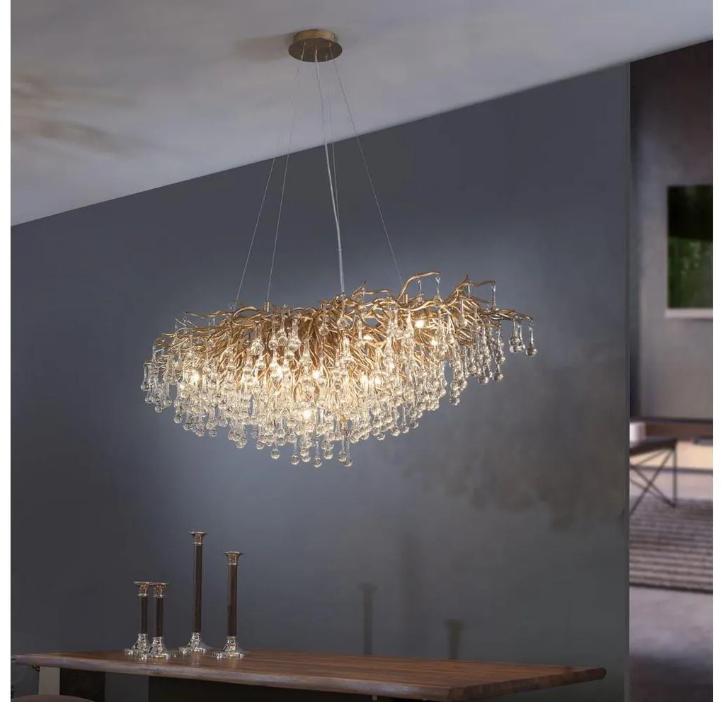 Paul Neuhaus 2031-11 - Luster na lanku ICICLE 15xG9/40W/230V 75x150 cm mosadz