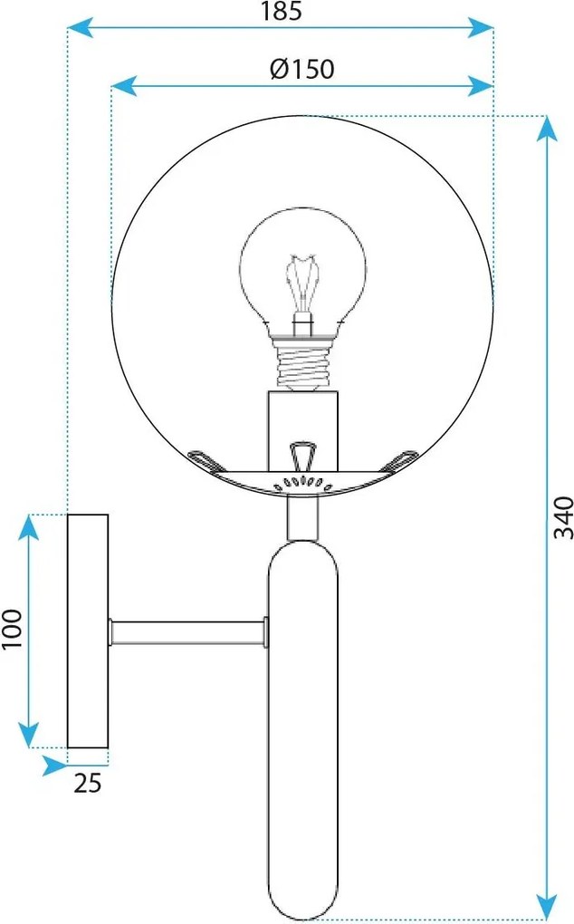 Toolight Toolight, nástenné svietidlo 1xE27, G097-1W, čierna, OSW-09722