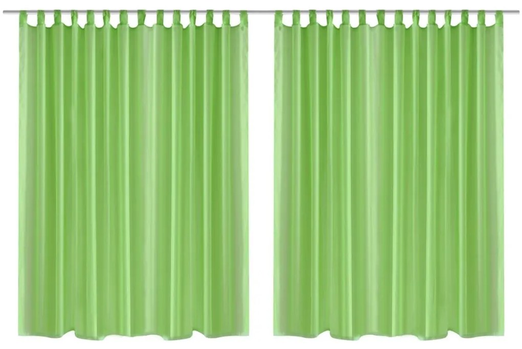 vidaXL Záclona z priesvitnej látky, 2 ks, 290 x 225 cm, zelená