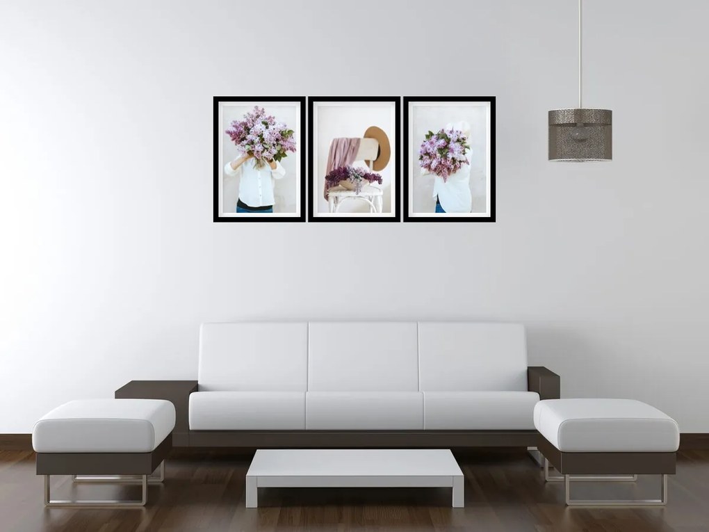 Gario Sada plagátov Nádherné kvety - 3 dielna Farba rámu: Zlatá, Veľkosť: 135 x 63 cm