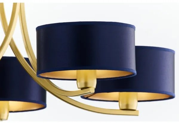 Jupiter 2094 - Závesný luster na reťazi ARTHUR 5xE27/15W/230V modrá/zlatá