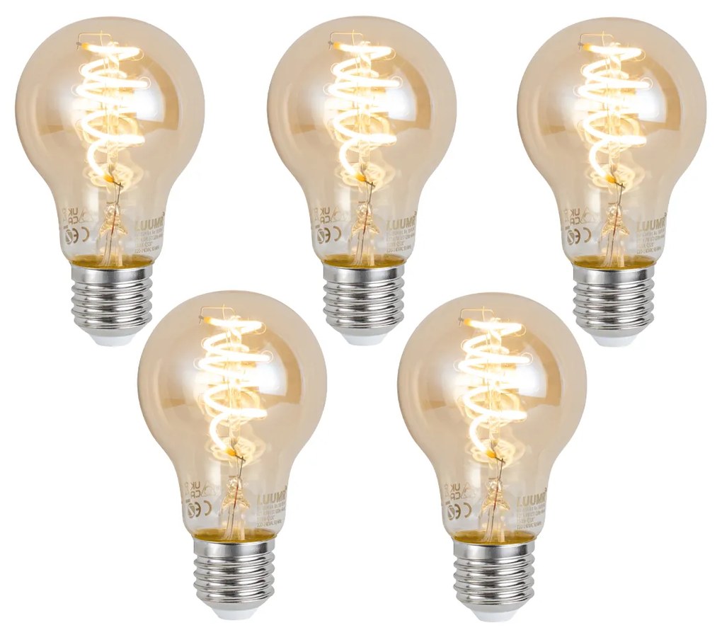 Sada 5 ks Inteligentná stmievateľná LED žiarovka E27 A60 Jantárová 4,9 W 320 lm 2500 K