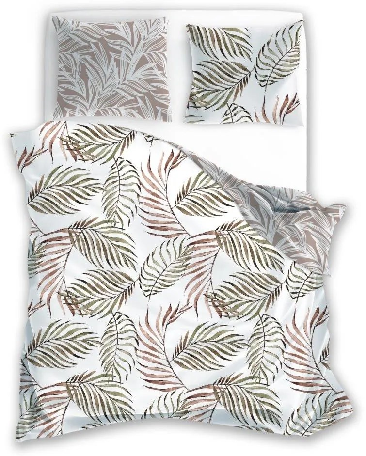 Bavlněné povlečení BOHO 002 220x200 cm + 2x 70x80 cm bílé/hnědé