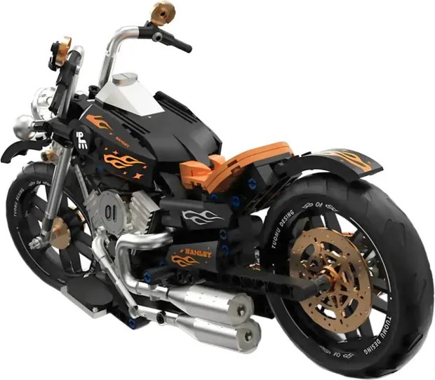 Stavebnica Čierny motocykel T1007 - 455 dielikov