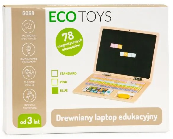 EcoToys Drevená magnetická tabuľa Notebook - biela