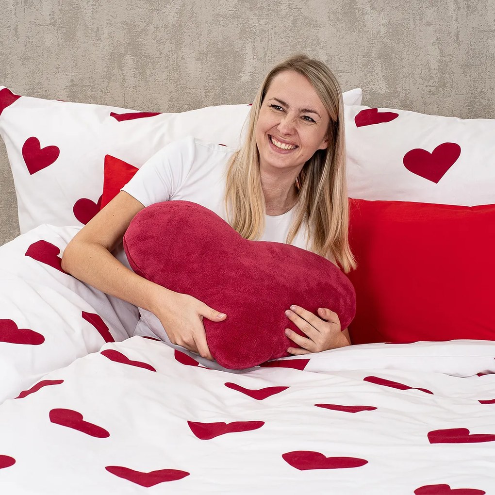 4Home Bavlnené obliečky Red Hearts, 140 x 200 cm, 70 x 90 cm
