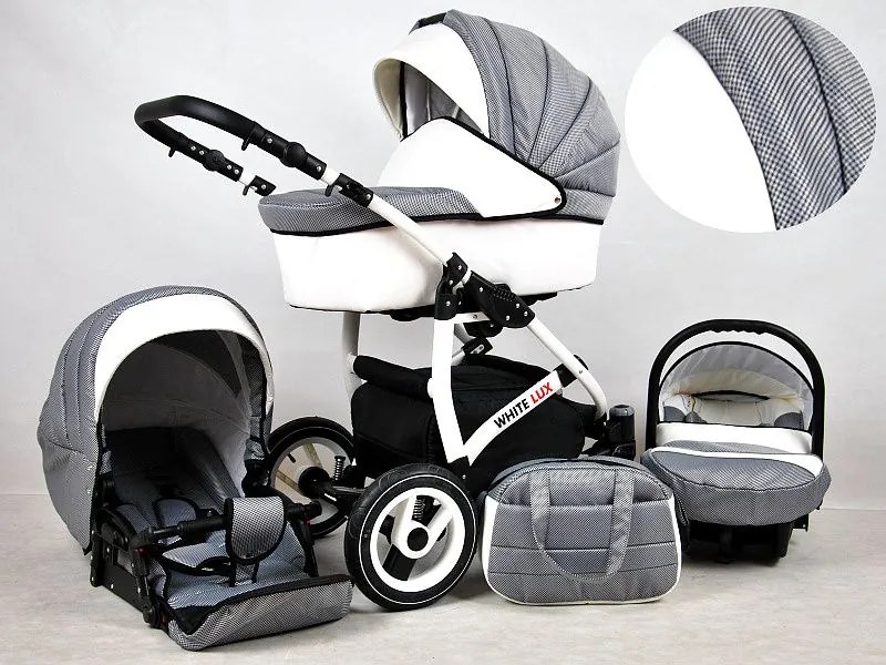 Detský kočík Rafpol White Lux - Carbon (3-kombinácia)
