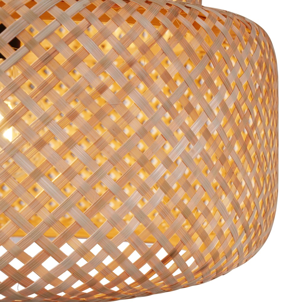 Japonská závesná lampa čierna s bambusom - Kea