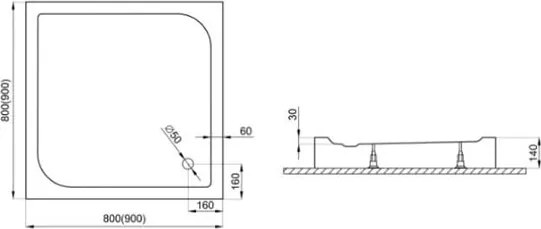 Polimat Kompaktná štvorcová akrylátová sprchová vanička Tenor 3 80x80 (90x90) POLIMAT-Farba: Biela, POLIMAT-Rozmery: 80x80