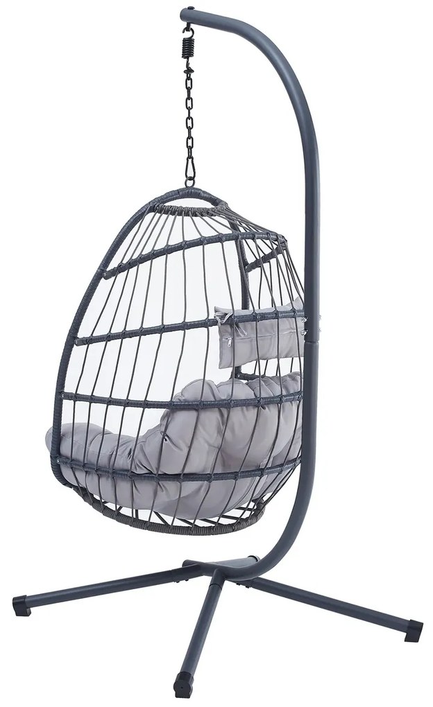 Autronic Závesné kreslo, kov, polyratan, sivá,AZ-V 1269GREY