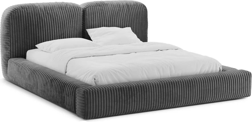 Sivá čalúnená dvojlôžková posteľ s úložným priestorom s roštom 160x200 cm Martina – Micadoni