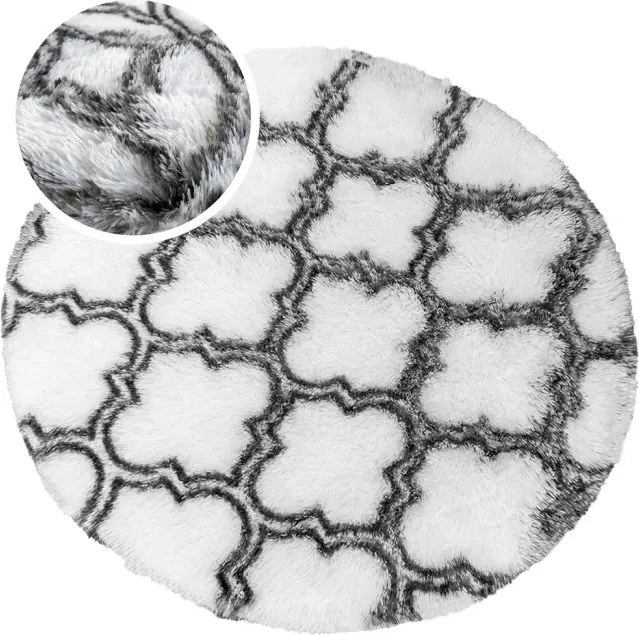 Protišmykový koberec DECOR biely / sivý 1 kruh