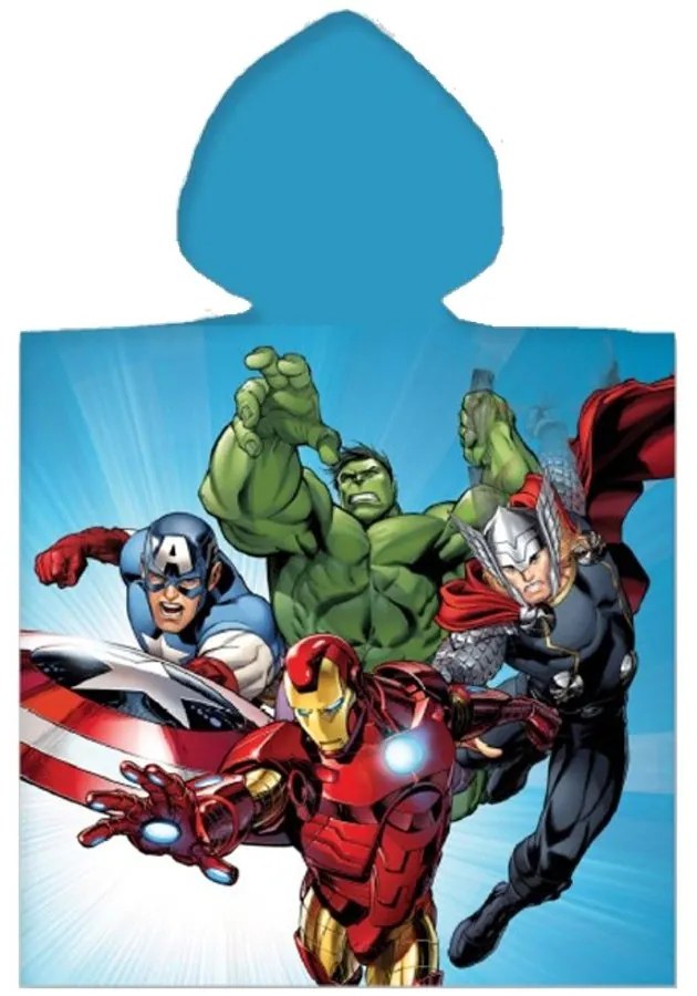 Detské / chlapčenské pončo - plážová osuška s kapucňou Avengers - MARVEL - 100% bavlna - 50 x 110 cm