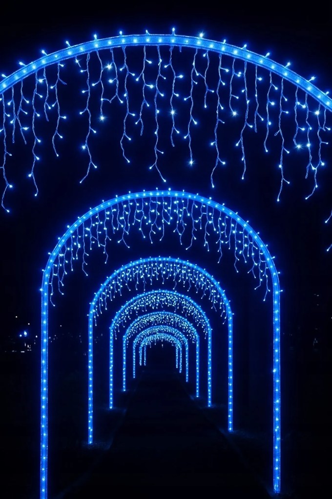 Vianočné svetielka LED záclona FLASH modrá 1000 LED