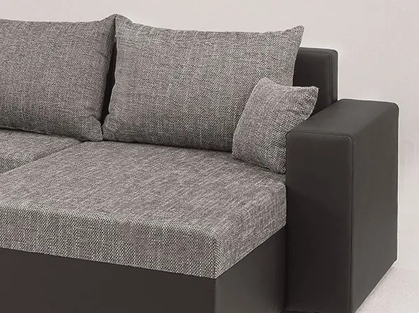 Sedacia súprava Rumba, tvar U, čierna ekokoža/melírová tkanina