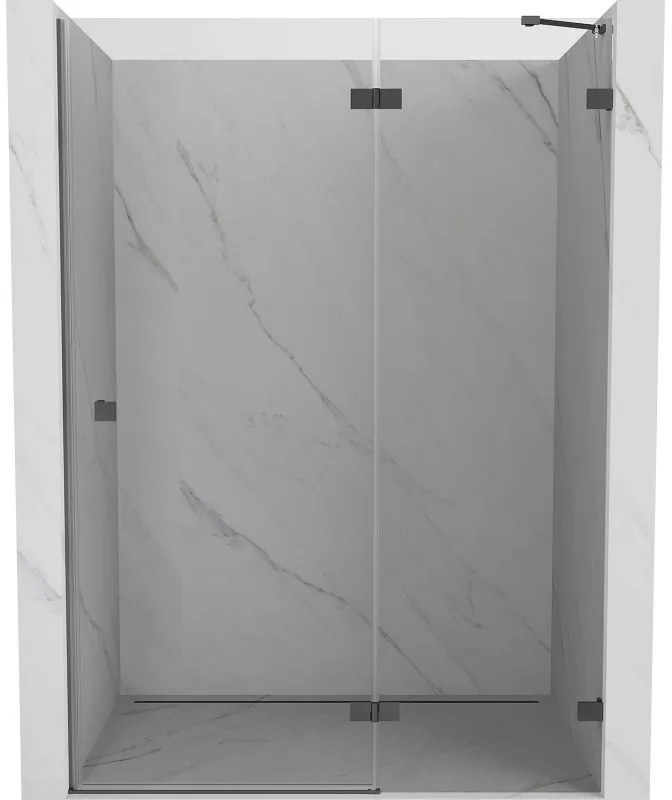 Mexen, Mexen Lunar pravé otočné sprchové dvere 135 cm, transparentné, pištoľový kov - 834-135-000-95-00-P