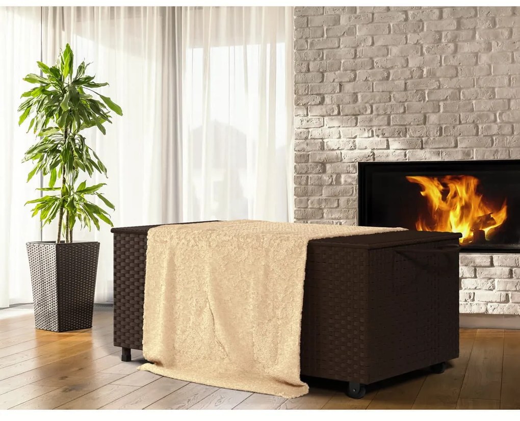 InternetovaZahrada - Úložný box 122cm x 56cm x 61cm - hnedá s kolieskom