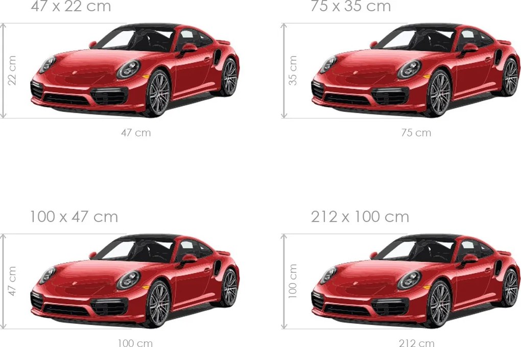 Porsche 911 textilná preliepateľná nálepka na stenu 47 x 22 cm