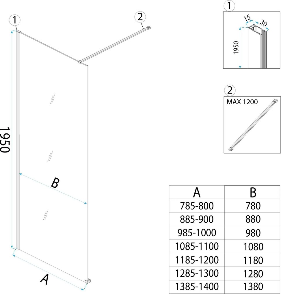 Bezrámová sprchová zastena REA FLEXI 80 cm, chróm/hnedá dymová - bez vaničky