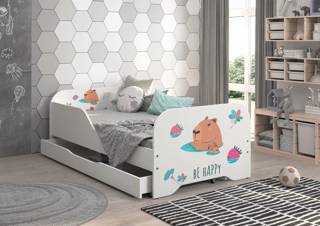 Wooden Toys Detská posteľ MIKI 160x80 KAPIBARA FAMILY