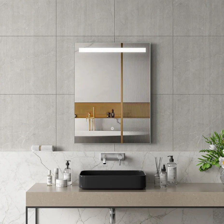 Erga Scarlet, obdĺžnikové LED zrkadlo 60x80cm, 460 lm, predné osvetlenie, ERG-V01-128-6080-00