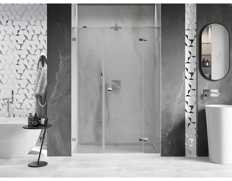 Mexen Lunar, pravé otočné sprchové dvere 140 cm, číre sklo, chrómový profil, 834S-140-050-01-00-P