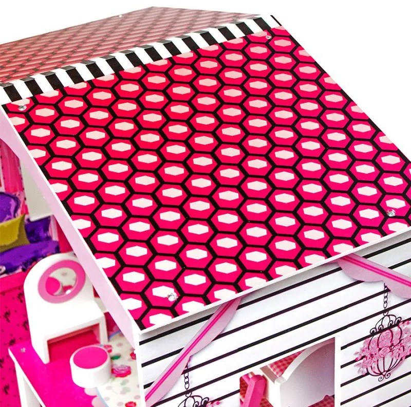 Sapphire Veľký drevený domček pre bábiky s príslušenstvom SK-01 - 3 poschodia