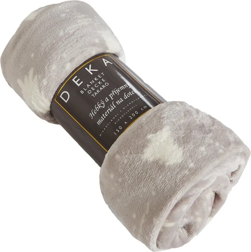 Home Elements Mikroflanelová deka, šedá, lesík