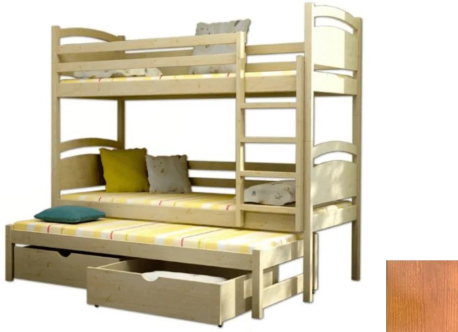 FA Poschodová posteľ s prístelkou Petra 2 180x80 Farba: Jelša, Variant bariéra: S bariérkou