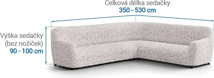 Bielastické poťahy VITTORIA smotanová rohová sedačka (š. 350 - 530 cm)