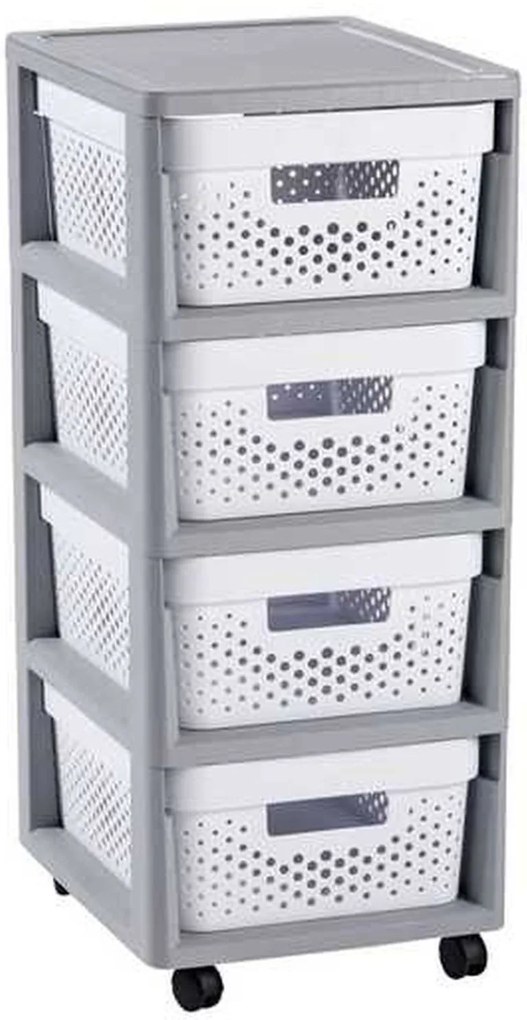 CURVER INFINITY 4x11L Zásuvky 36 x 30 x 69 cm dierované, biele 04356-Y36