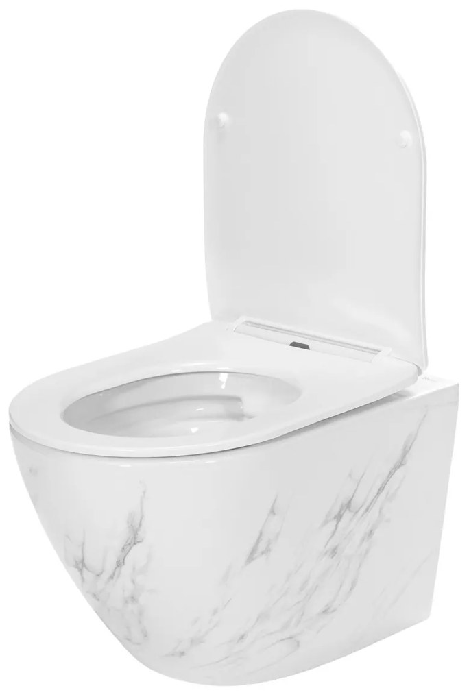 Závesná WC misa so sedadlom Carlos Slim biely mramor